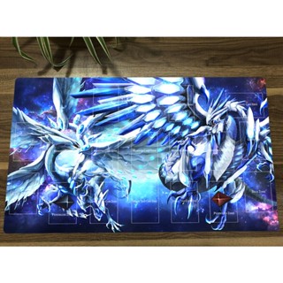 Yugioh แผ่นรองเมาส์ ลายมังกร และมังกรขาว TCG CCG สีฟ้า สําหรับเล่นเกม