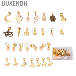 Uukendh Hair Pendants  28pcs Rings Set DIY Braids Gold for Weddings