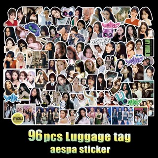 สติกเกอร์ ลายศิลปินเกาหลี Aespa MY WORLD สําหรับติดตกแต่งกระเป๋าเดินทาง 96 แผ่น