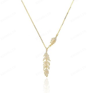 Leaf Full Diamond Feather สร้อยคอผู้หญิงฤดูร้อนใหม่อเนกประสงค์ Clavicle Chain