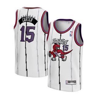 เสื้อกีฬาบาสเก็ตบอล แขนสั้น ลายทีม Vinscart Toronto Raptors 15 สีขาว สไตล์คลาสสิก