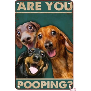 ป้ายโลหะดีบุก ลาย Dachshund are You Pooping สไตล์วินเทจ สําหรับตกแต่งผนังห้องน้ํา ห้องสุนทรีย์