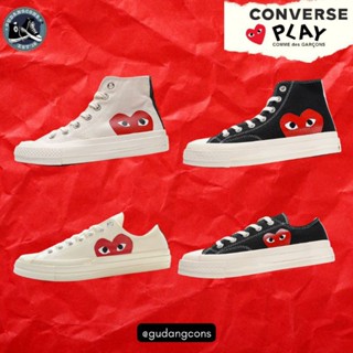 รองเท้าผ้าใบลําลอง รุ่น Comme Des Garcons Play สีแดง แฟชั่นสําหรับสตรี