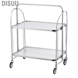 Disuu Storage Rolling Cart  Stable Sliding Strong Bearing  Rack Tempered Glass for Living Room