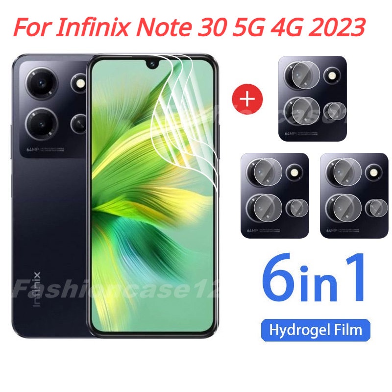 6 in1 ฟิล์มไฮโดรเจล กันรอยหน้าจอ เลนส์กล้อง ไฮดรอลิก นิ่ม ใส สําหรับ Infinix Note30 Note 30 5G 4G 2023