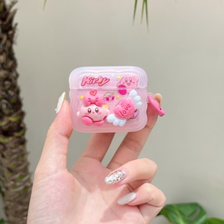 เคสหูฟังบลูทูธ ลายคลื่นแคบบี้ 3D สีชมพู สําหรับ Airpods 1 2 Pro 3 Pro2