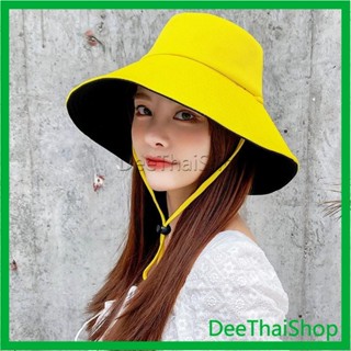 Dee Thai หมวกถัง ใส่ได้ "สองด้าน" กันแดดกลางแจ้ง เดินเขา หมวกเดินป่า Double-sided sun hat