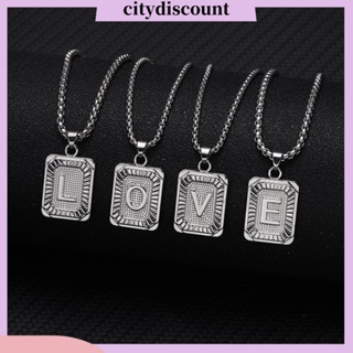 &lt;citydiscount&gt; สร้อยคอ จี้สี่เหลี่ยมผืนผ้า ลายตัวอักษร LOVE เหมาะกับวันวาเลนไทน์ สําหรับผู้ชาย และผู้หญิง