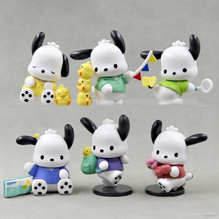 Ag โมเดลตุ๊กตาฟิกเกอร์ Sanrio Pochacco ของเล่นสําหรับเด็ก 6 ชิ้น