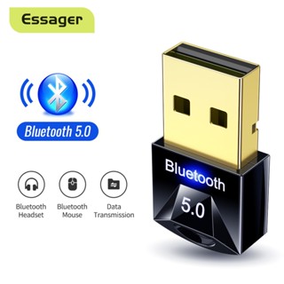 Essager อะแดปเตอร์ดองเกิลรับส่งสัญญาณเสียง USB บลูทูธ 5.0 สําหรับเมาส์ คีย์บอร์ดไร้สาย PC PS4 Aux บลูทูธ 5