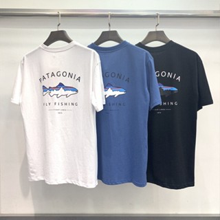 เสื้อแขนสั้น PATAGONIA Patagonia Outdoor Sports Shark Design A Short-sleeved T Shirt Foreign Trade Approval