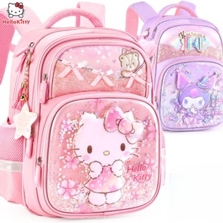 กระเป๋าเป้สะพายหลัง กระเป๋านักเรียน พิมพ์ลาย Hello Kitty น่ารัก สําหรับเด็กประถม