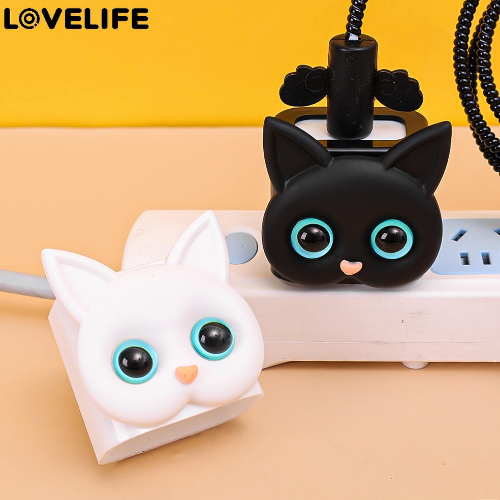[ใหม่] ลูกแมวน่ารักปลั๊กชาร์จเร็ว / ฝาครอบป้องกันเครื่องชาร์จแมวการ์ตูน / ปลอกหุ้มการจัดการสายเคเบิลข้อมูล / เคสป้องกันหัวชาร์จ / เข้ากันได้กับสากล 18ว/20ว