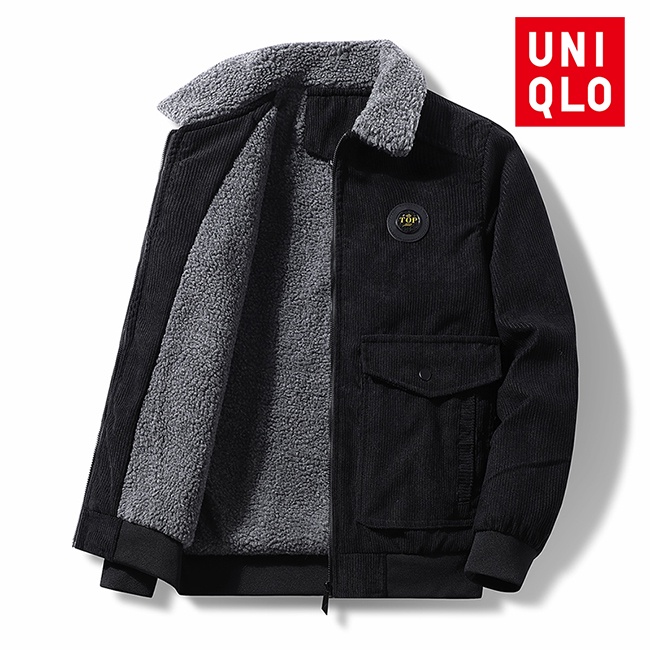 Uni.qlo เสื้อแจ็กเก็ตลําลอง ผ้าฝ้าย ผ้าลูกฟูก บุกํามะหยี่ แบบหนา ขนาดใหญ่ ให้ความอบอุ่น คุณภาพสูง แฟชั่นฤดูหนาว สําหรับผู้ชาย [M-5XL]