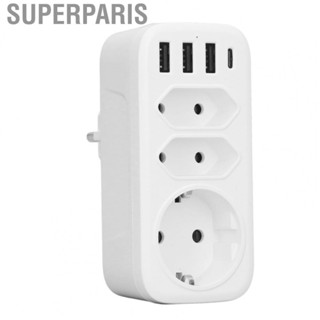 Superparis 7 in 1 Multiple Plug 3 Way Space Saving Portable EU AC100‑250V DE Conversion Staggered Design for Travel