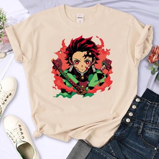 เสื้อยืด พิมพ์ลายกราฟิก Demon Slayer Kimetsu No Yaiba Y2K สไตล์สตรีท สําหรับผู้หญิง