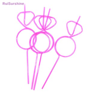 Ruisurshine หลอดดูดน้ํา แบบเกลียว สีแดงกุหลาบ ใช้ซ้ําได้ สําหรับปาร์ตี้