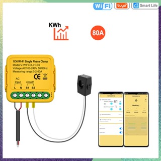 Tuya Smart Life เครื่องวัดพลังงาน WiFi 80A พร้อมหม้อแปลงไฟฟ้า KWh 110V 230V 50 60Hz