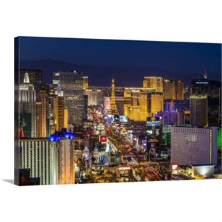 Skyine At Twilight Las Vegas Nevada ผ้าใบ พิมพ์ลายศิลปะ สําหรับตกแต่งผนัง