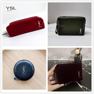 Y3l Saint Laurent กระเป๋ากํามะหยี่ สีดํา แบบพกพา สําหรับเก็บลิปสติก