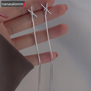 Nanasn| เครื่องประดับ ต่างหูติดหู อัลลอย ห้อยพู่ จี้ตัวอักษร X เรียบง่าย สําหรับผู้หญิง Q8W6