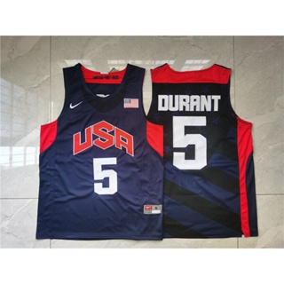 เสื้อกีฬาบาสเก็ตบอล ลายทีม NBA Dream 10 USA ไม่ซ้ําใคร สําหรับผู้ชาย #5 เสื้อกีฬาแขนสั้น ลายทีม Budak Durant Swingman สีฟ้า 158319