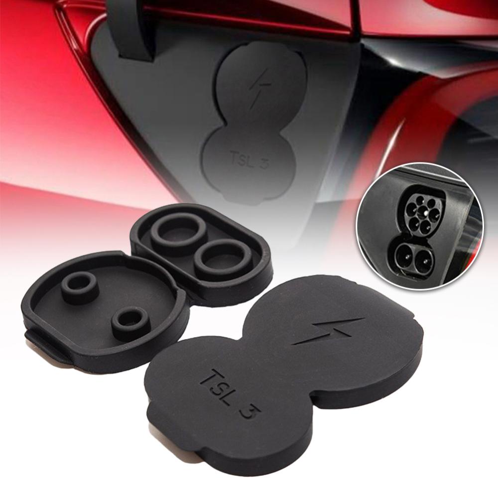 Forevergo ฝาครอบพอร์ตชาร์จในรถยนต์ กันน้ํา กันฝุ่น สีดํา สําหรับ Tesla Model 3 Model Y Accessories I3R6