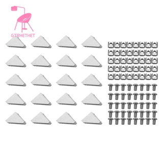 ชุดตัวเชื่อมต่อโปรไฟล์ อลูมิเนียม 2020 ตัวยึดมุม 20 ชิ้น น็อตสล็อต T M5X10 มม. 40 ชิ้น สกรูซ็อกเก็ตหกเหลี่ยม M5X10 มม. 40 ชิ้น สําหรับช่องอลูมิเนียม 6 มม.