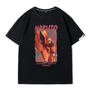 แฟชั่น เสื้อยืด Naruto Nine Tails Anime เสื้อยืดแขนสั้น ลายพิมพ์แบบเป็นลวดลาย cod