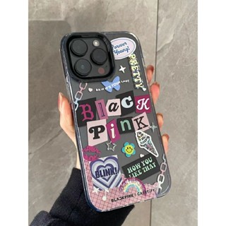 เคสโทรศัพท์มือถือแบบใส กันกระแทก ลาย QYJS 12 สีดํา ชมพู สําหรับ iPhone 13 114Pro 11 xsmax x xr 8plus 13promax 11 14 xr 12pro