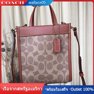 Mini Cashin Tote In Signature Canvas C5277 กระเป๋าสะพายข้างแบบพกพา COAC H กระเป๋าถือขนาดเล็ก