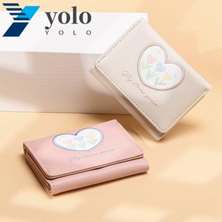 Yolo กระเป๋าสตางค์ กระเป๋าใส่เหรียญ พิมพ์ลายการ์ตูนน่ารัก อเนกประสงค์ แฟชั่นสําหรับผู้หญิง