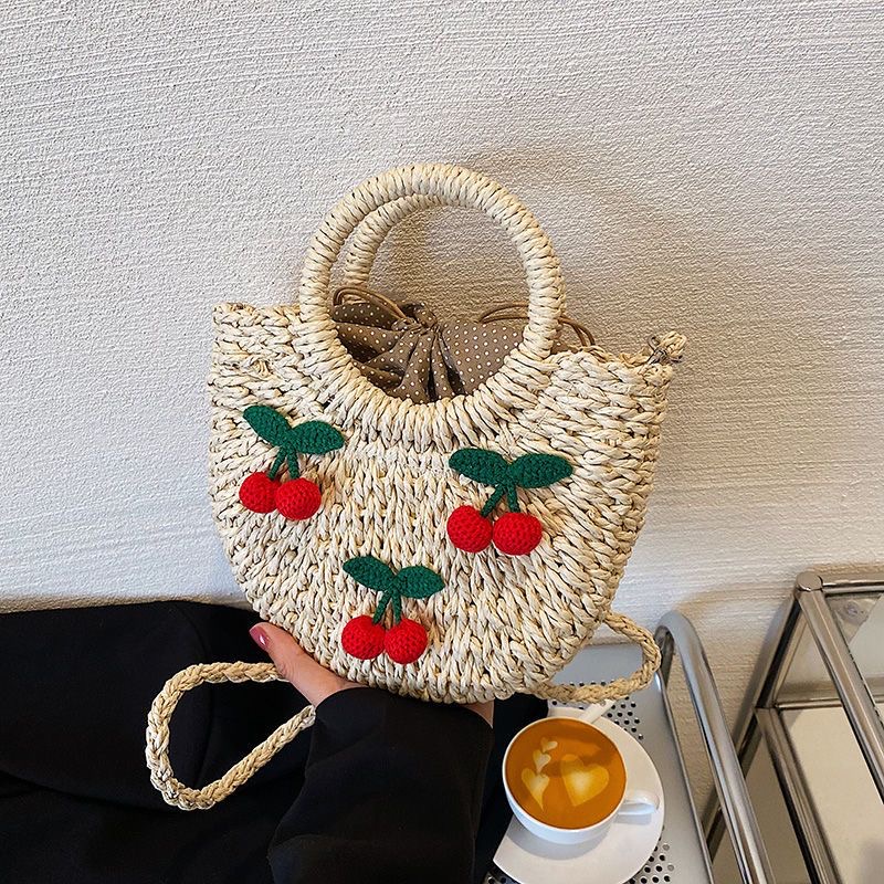 【พร้อมส่ง】กระเป๋าสาน กระเป๋าผู้หญิง สไตล์ Summer รูปทรงดีไซน์สวยงาม   รุ่น D-1363