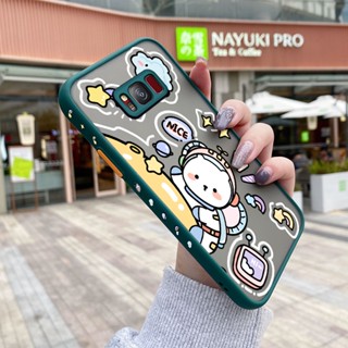 สําหรับ Samsung galaxy S8 S8 Plus เคส การ์ตูน ดี ลายอวกาศ บาง ด้าน สี่เหลี่ยม ขอบ การออกแบบใหม่ กันกระแทก ฝ้า ใส เคสโทรศัพท์แข็ง