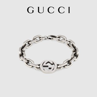 [พร้อมกล่องบรรจุภัณฑ์] พร้อมส่ง GUCCI GUCCI สร้อยข้อมือเงินคู่ G