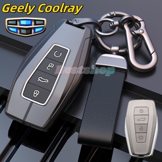 Geely Coolray 2019-2020 เคสกุญแจรถยนต์ โลหะผสมสังกะสี พร้อมพวงกุญแจ อุปกรณ์เสริม สําหรับ Geely Coolray 2019-2020 Atlas Boyue NL3 Emgrand X7 EX7 SUV GT GC9 Borui