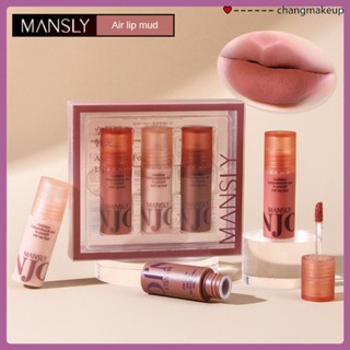 Mansly Air Mist Lip Clay Set 3 Pack Matte Velvet Whitening ลิปกลอสติดทนนาน