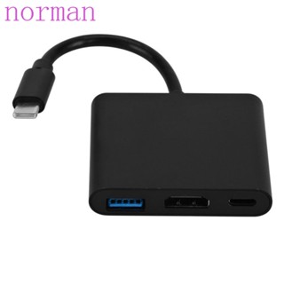 Norman 3 in 1 อะแดปเตอร์แปลง Type C เป็น HDMI 4K Hub 3-in-1 Type C เป็น HDMI ติดตั้งง่าย สําหรับแล็ปท็อป ทีวี