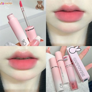 Cappuvini Pink Macaron Velvet Soft Fog Matte Lip Mud ไวท์เทนนิ่งไม่ดึง Dry Lip Glaze ลิปสติก veemm