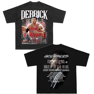 เสื้อยืดคอกลม แขนสั้น พิมพ์ลาย D DPS Deric Rose ทรงหลวม สไตล์ฮิปฮอป เรโทร สําหรับผู้ชาย และผู้หญิง