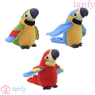 Lanfy หมอนตุ๊กตานุ่ม รูปการ์ตูนนกแก้วน่ารัก ผ้ากํามะหยี่ขนนิ่ม บันทึกเสียง พูดคุยได้ สําหรับตกแต่งโซฟา