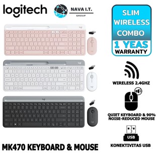 COINSคืน15%⚡FB9JMZV6⚡ LOGITECH MK470 SLIM WIRELESS COMBO คีย์บอร์ดเมาส์ไร้สาย บางเฉียบเงียบสนิท รับประกันศูนย์ 1 ปี