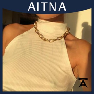 Aitna สร้อยคอโซ่สั้น แบบหนา สไตล์พังก์ เรียบง่าย แฟชั่น สําหรับผู้หญิง