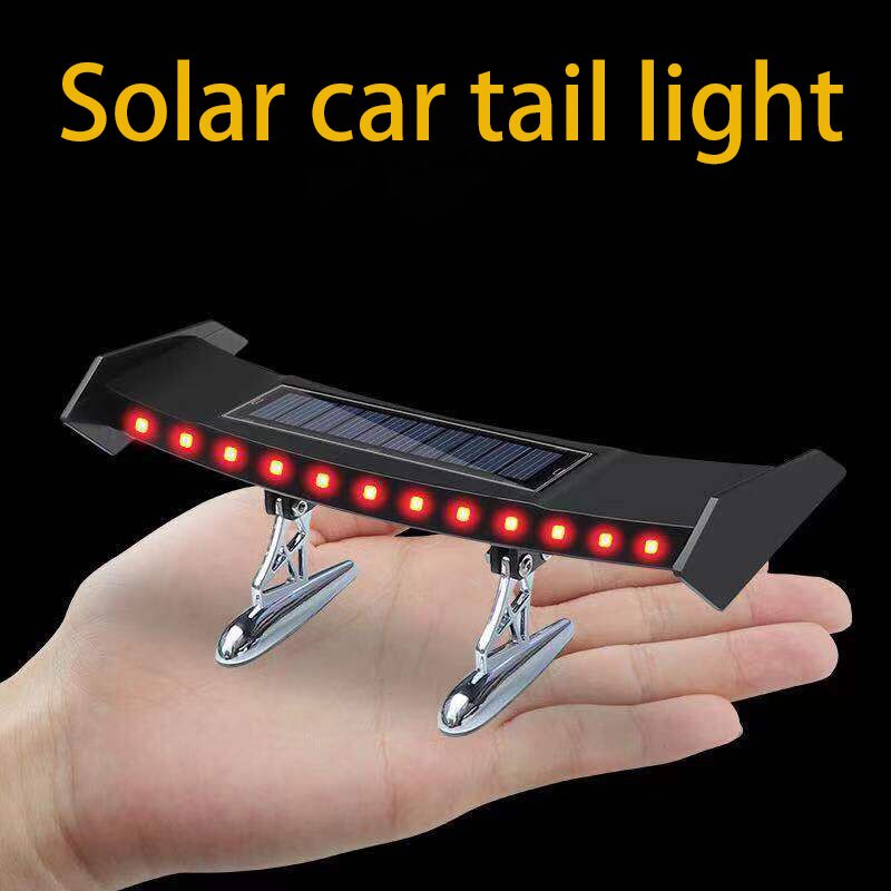 ไฟท้ายรถสปอยเลอร์ LED พลังงานแสงอาทิตย์ ขนาดเล็ก กระพริบเตือน กันน้ํา พร้อมเซนเซอร์อัจฉริยะ อุปกรณ์เสริมดัดแปลง