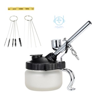 [mjia] KKmoon Airbrush Cleaning Pot Glass Air Brush Holder Clean Paint Jar Bottle Spray  Wash Clean Tools Needle Nozzle Brush Set