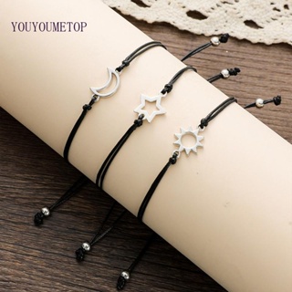 Youyo สร้อยข้อมือ เชือกโซ่ แฮนด์เมด รูปดวงจันทร์ ดาว ดวงอาทิตย์ เรียบง่าย เครื่องประดับ สําหรับผู้หญิง เพื่อน