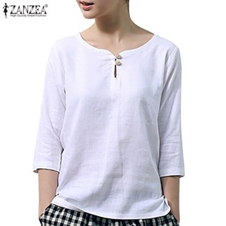 Zanzea เสื้อเบลาส์ คอกลม แขน 3/4 สไตล์เกาหลี สําหรับผู้หญิง