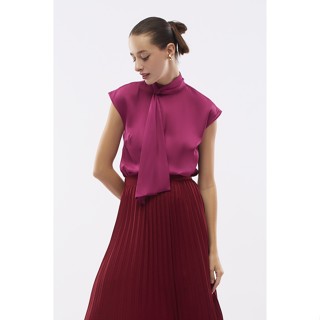 ESPADA เสื้อเบลาส์แขนกุดผ้าซาติน ผู้หญิง สีชมพู | Sleeveless Satin Blouse | 4640