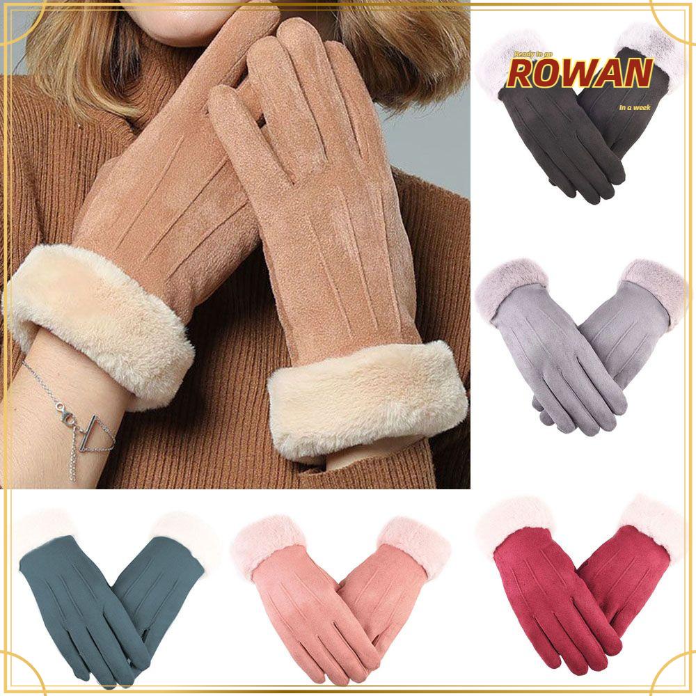 Row ใหม่ ถุงมือกีฬา แบบเต็มนิ้ว ผ้ากํามะหยี่ขนนิ่ม แบบหนา ให้ความอบอุ่น หลากสี แฟชั่นฤดูใบไม้ร่วง และฤดูหนาว สําหรับผู้หญิง