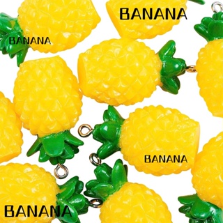 Banana1 จี้เรซิ่น รูปผลไม้ สับปะรด สีเหลือง ขนาดเล็ก 3*1.5 ซม. DIY สําหรับห้อยตกแต่ง 20 ชิ้น